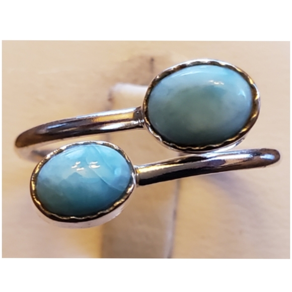 Jewelry - Genuine Caribbean Larimar bypass Ring Size 9